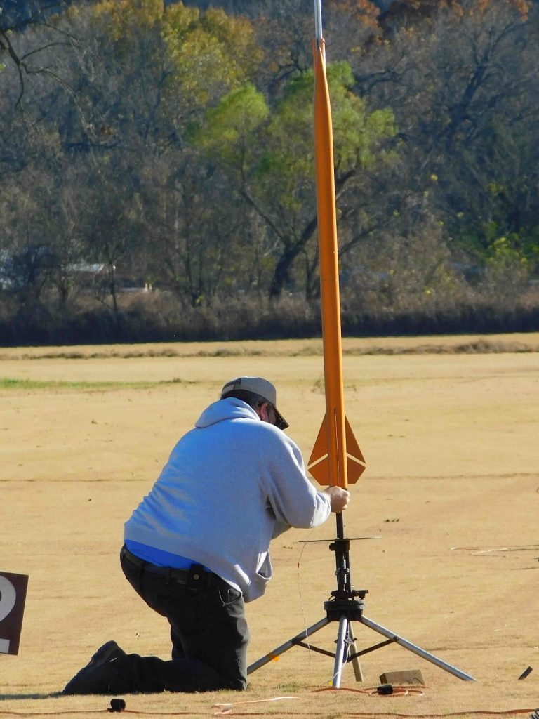 Stacy Worley loading his rocket